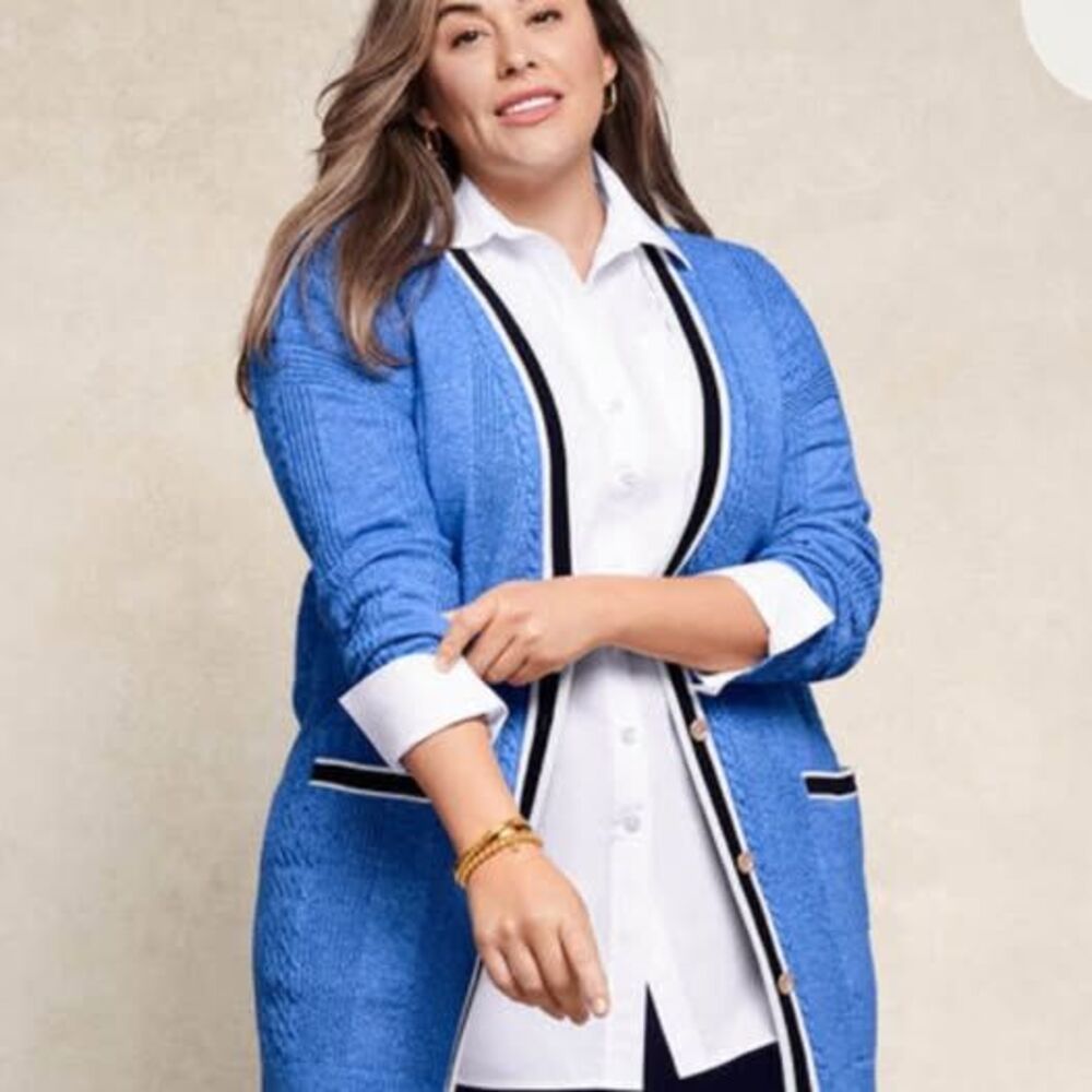Talbots Plus Size 3X Blue Knit Cardigan Sweater